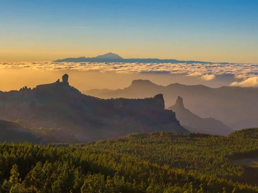 Vista desde el Pico de Las Nieves, uno de los lugares donde poder hacer rutas de senderismo en Gran Canaria