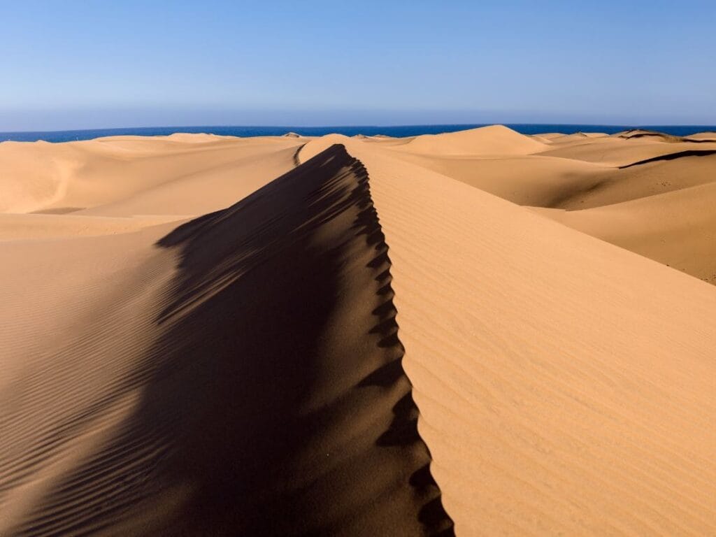Vista de la Playa de Maspalomas en el sur de Gran Canaria