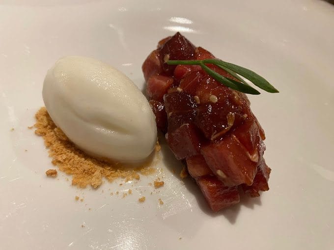 Vista de plato del restaurante Goxoa en la guía Michelín de Tenerife