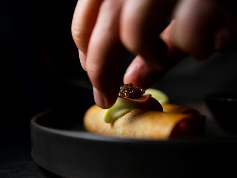 Vista de plato de uno de los restaurantes Michelin en Lanzarote