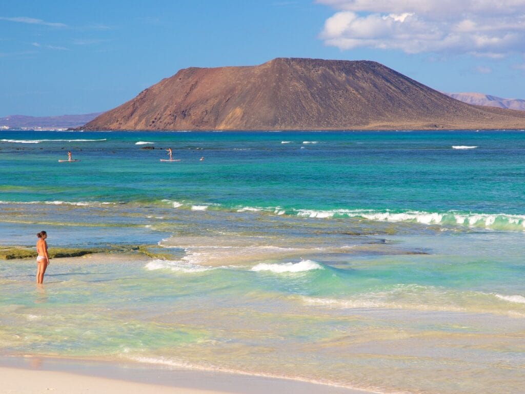 Vista de las Grandes Playas de Corralejo, unas de las mejores playas en Fuerteventura