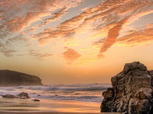 Vistas de la puesta de sol en la playa de la Pared en Fuerteventura