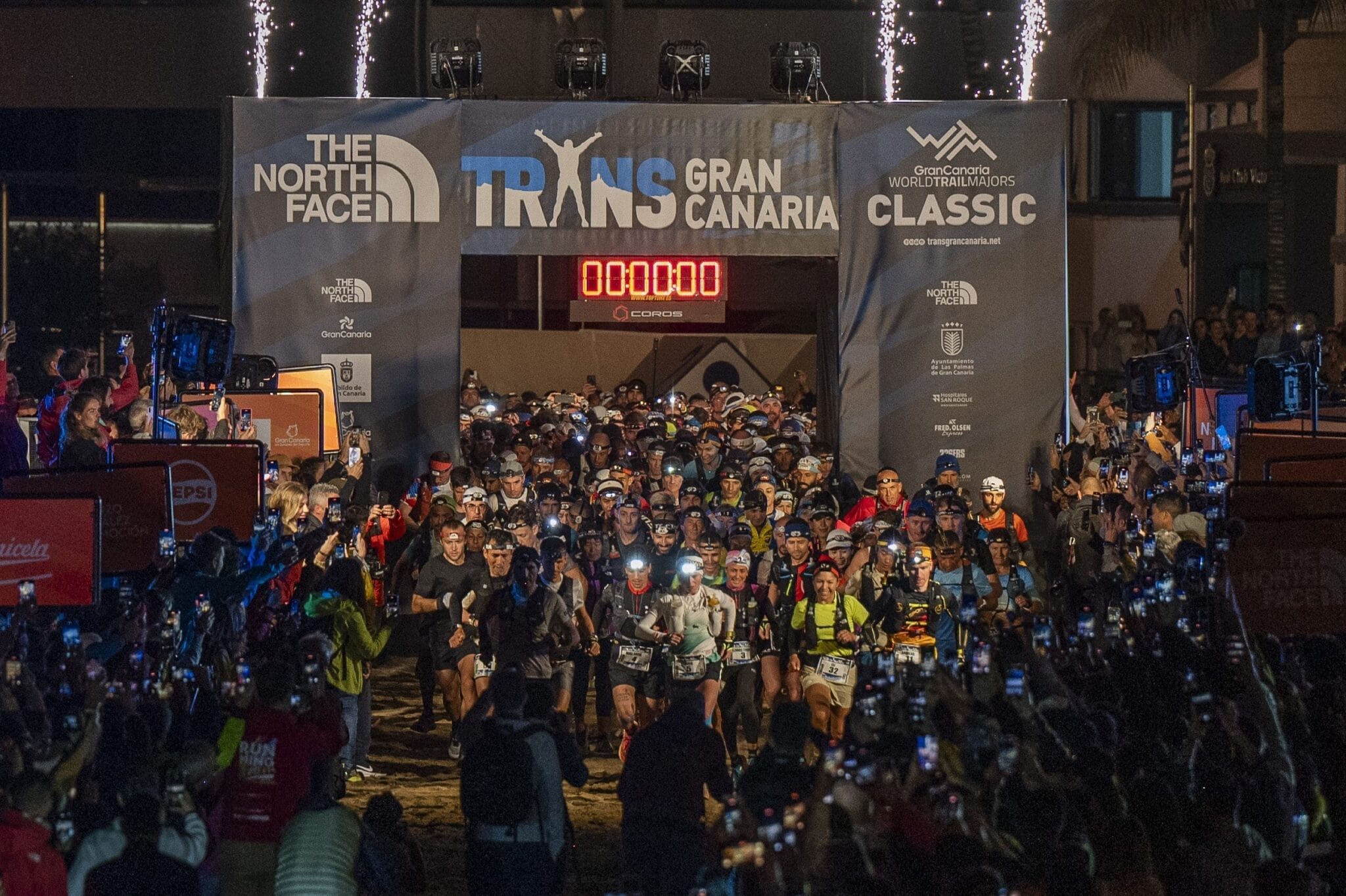View of a group of runners waiting to start the Transgrancanaria competition on the island of Gran Canaria.